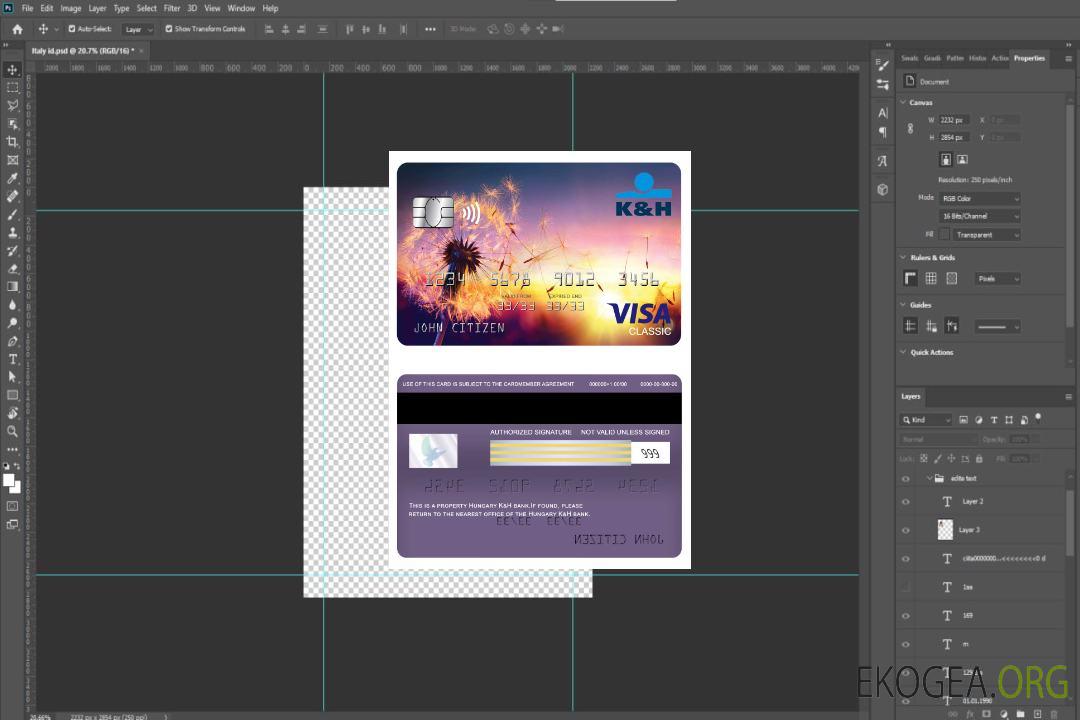 Carte visa classique Hongrie K&H template